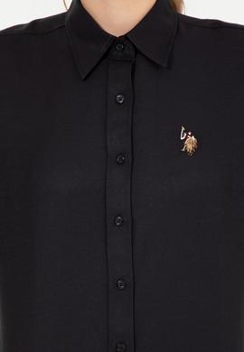 Kadın Siyah Uzun Kollu Basic Gömlek - 50256672058