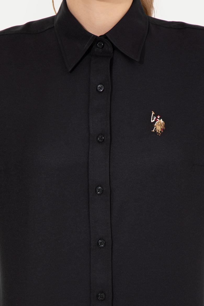 Kadın Siyah Uzun Kollu Basic Gömlek - 50256672058