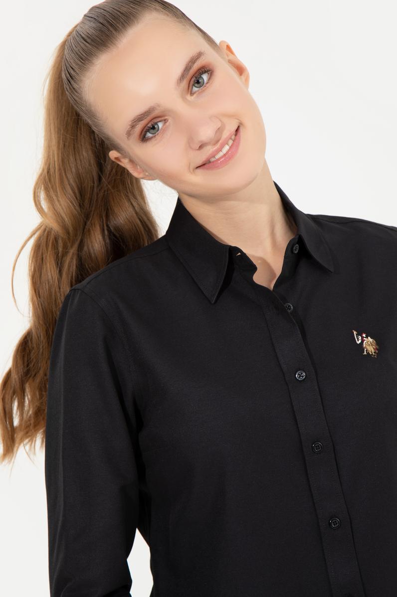 Kadın Siyah Uzun Kollu Basic Gömlek