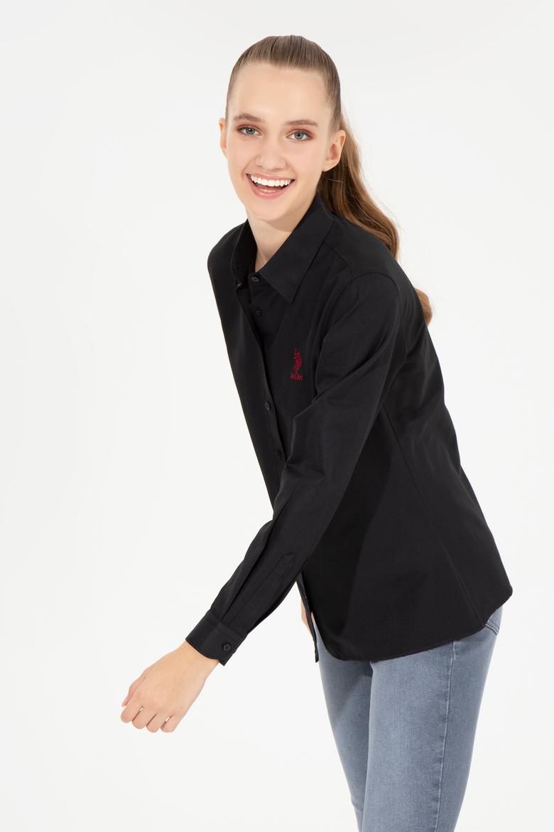 Kadın Siyah Uzun Kollu Basic Gömlek - 50256640027