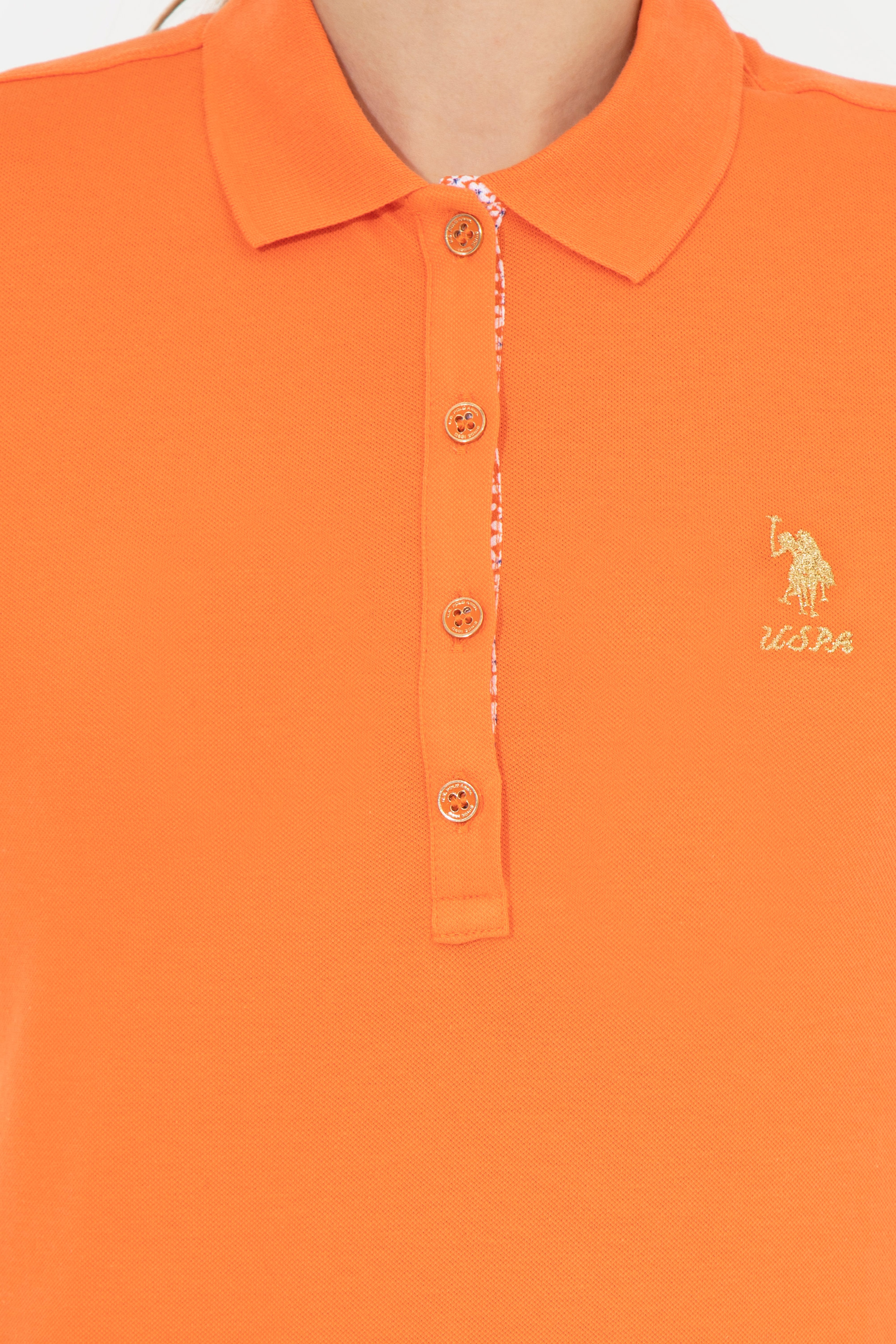 Kadın Turuncu Basic Polo Yaka Tişört