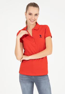 Kadın Kırmızı Basic Polo Yaka Tişört - 50256287009