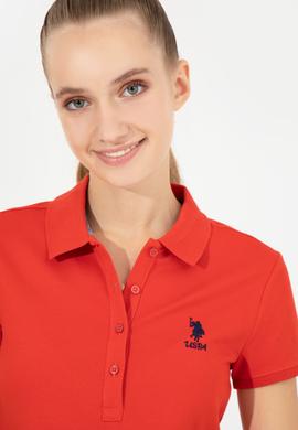 Kadın Kırmızı Basic Polo Yaka Tişört - 50256287009