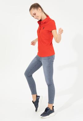 Kadın Kırmızı Basic Polo Yaka Tişört - 50256287009