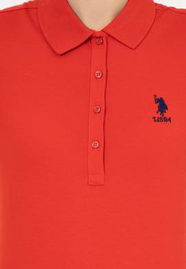 Kadın Kırmızı Basic Polo Yaka Tişört - 50256287009