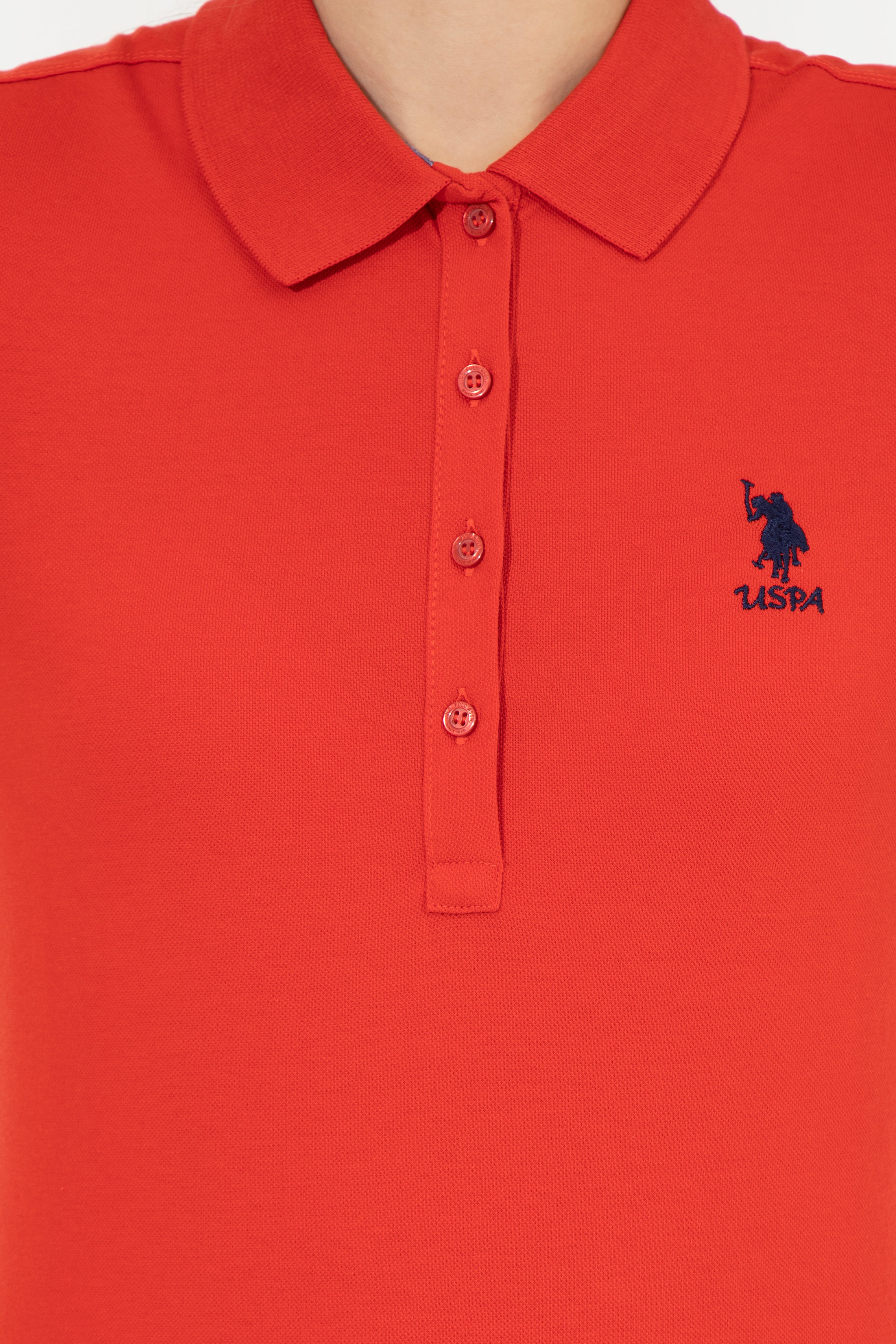 Kadın Kırmızı Basic Polo Yaka Tişört - Image 6