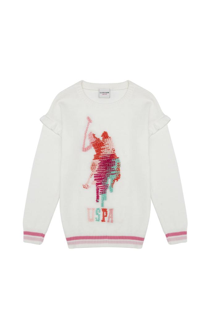 Kız Çocuk Beyaz Triko Kazak