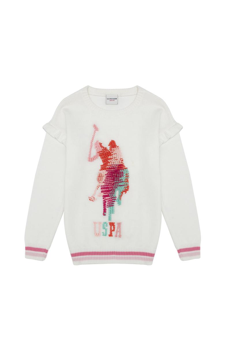 Kız Çocuk Beyaz Triko Kazak