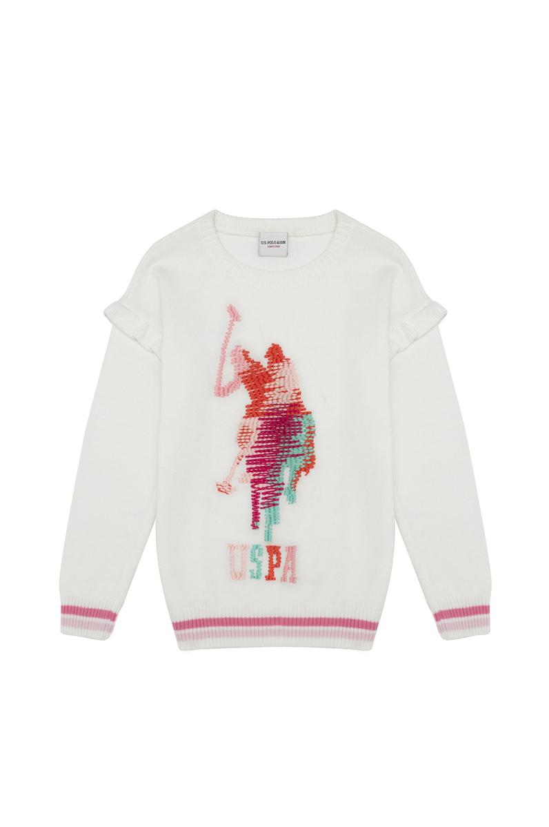 Kız Çocuk Beyaz Triko Kazak