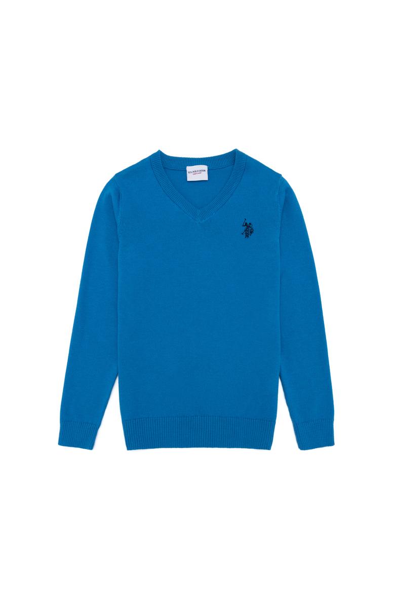 Erkek Çocuk Kobalt Bisiklet Yaka Triko Kazak