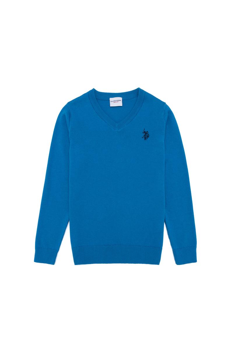 Erkek Çocuk Kobalt Bisiklet Yaka Triko Kazak