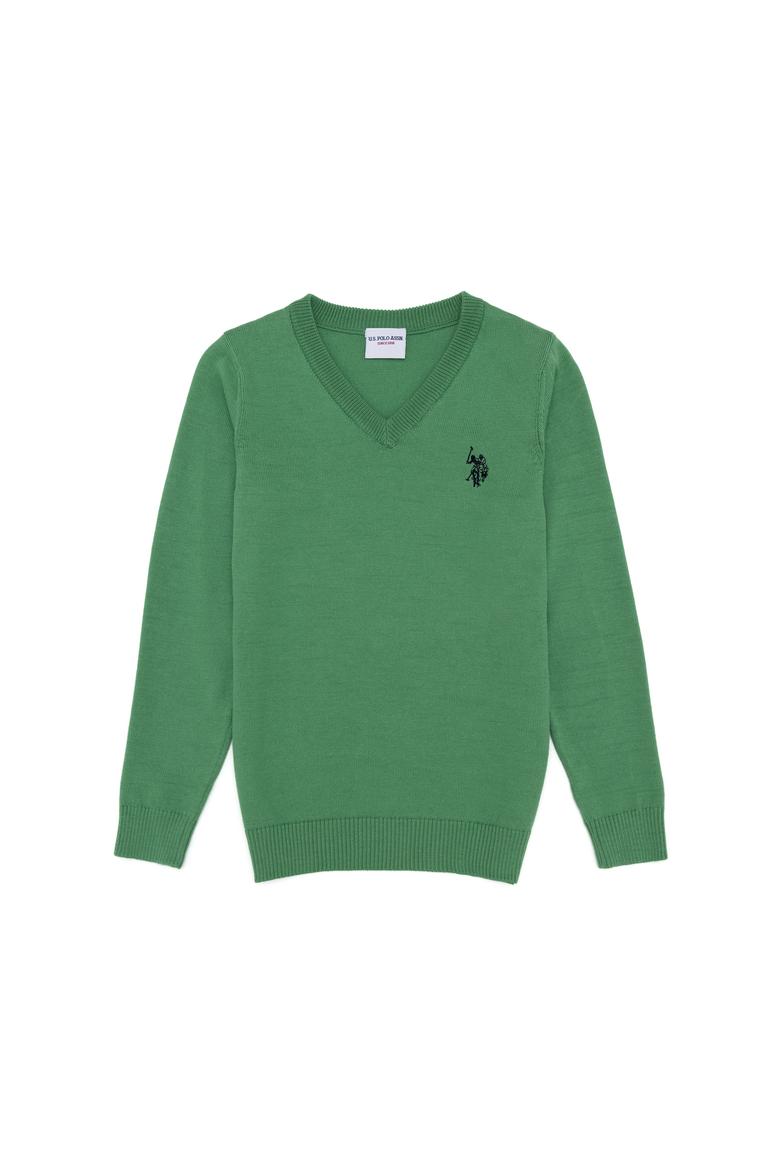 Erkek Çocuk Mint V Yaka Triko Kazak