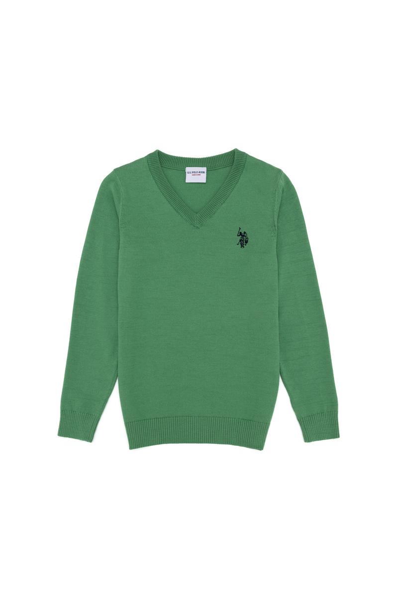 Erkek Çocuk Mint V Yaka Triko Kazak