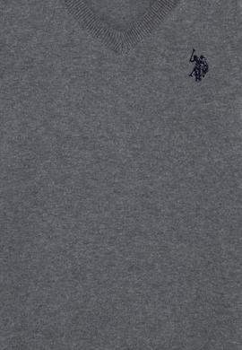 Erkek Çocuk Gri Melanj V Yaka Triko Kazak - 50257649040