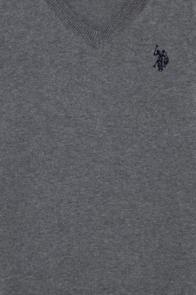 Erkek Çocuk Gri Melanj V Yaka Triko Kazak - 50257649040