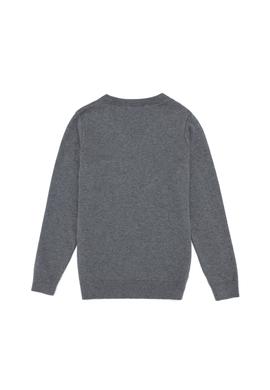 Erkek Çocuk Gri Melanj V Yaka Triko Kazak - 50257649040