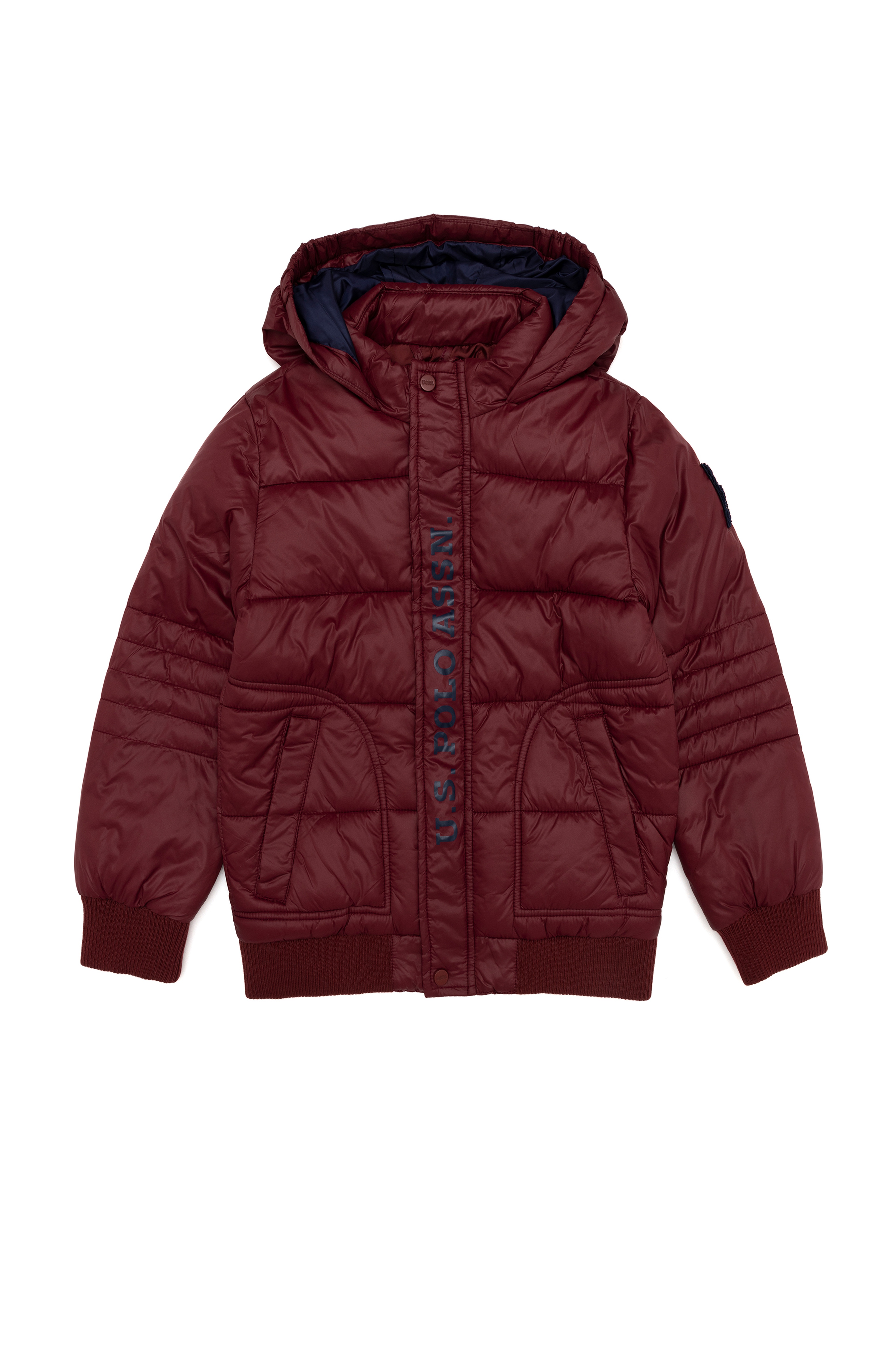 Erkek Çocuk Bordo Kapüşonlu Mont