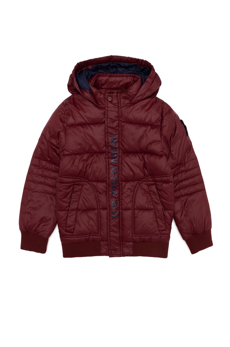 Erkek Çocuk Bordo Kapüşonlu Mont