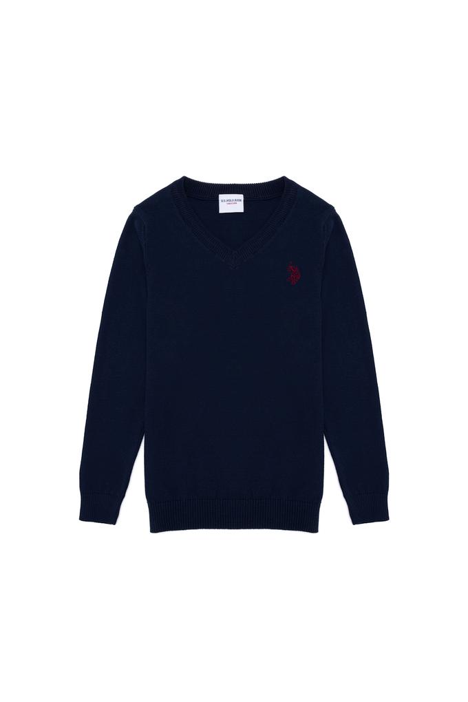 Erkek Çocuk Lacivert V Yaka Triko Kazak