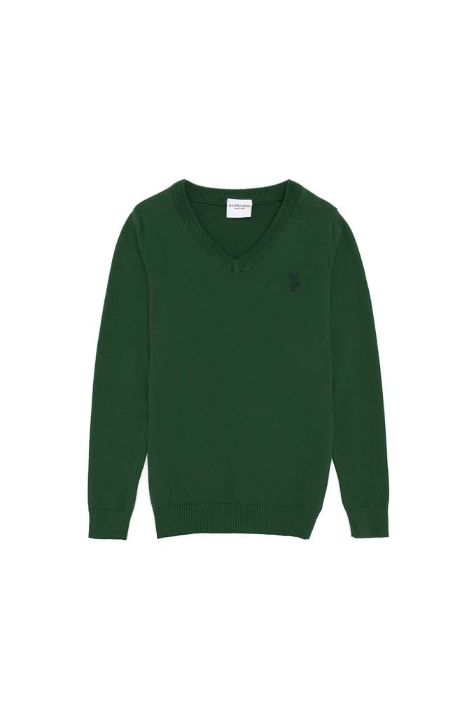 Erkek Çocuk Yeşil V - Yaka Triko Kazak