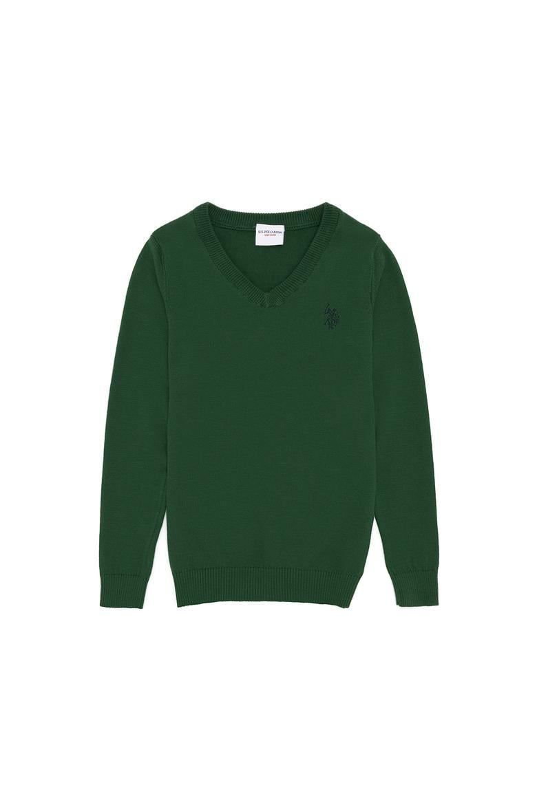 Erkek Çocuk Yeşil V - Yaka Triko Kazak