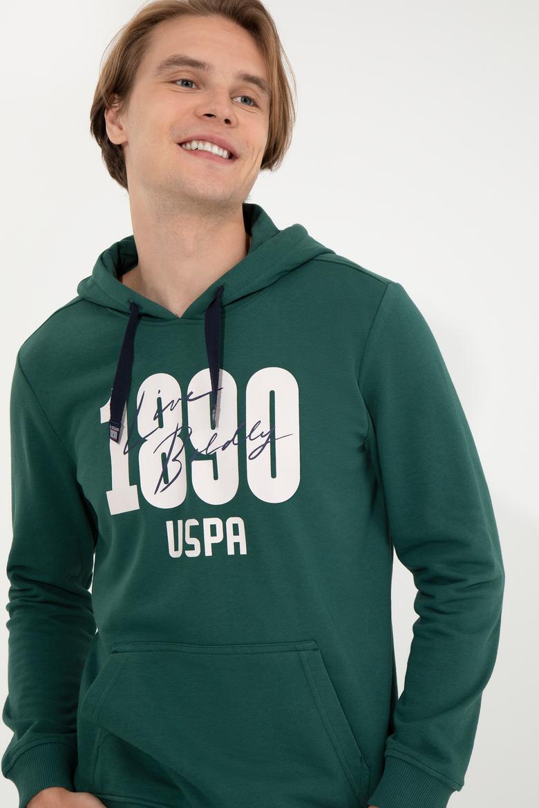 Erkek Yeşil Kapüşonlu Sweatshirt