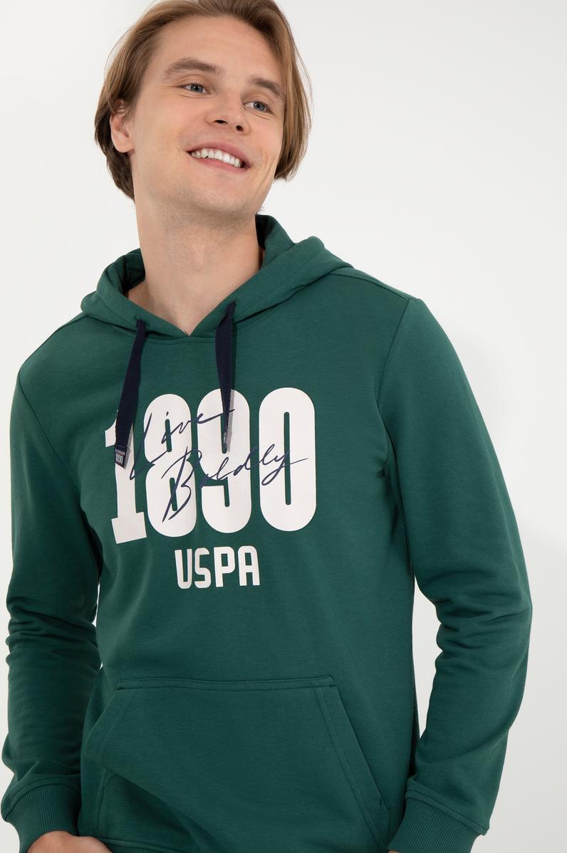 Erkek Yeşil Kapüşonlu Sweatshirt