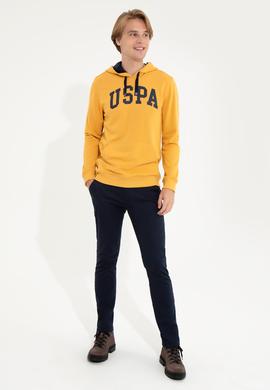 Erkek Safran Kapüşonlu Basic Sweatshirt - 50257173081