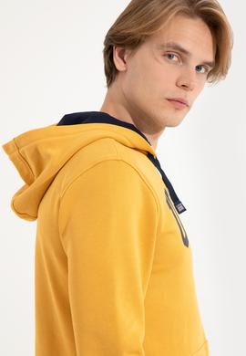 Erkek Safran Kapüşonlu Basic Sweatshirt - 50257173081
