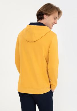 Erkek Safran Kapüşonlu Basic Sweatshirt - 50257173081