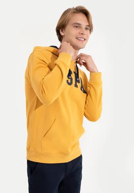 Erkek Safran Kapüşonlu Basic Sweatshirt - 50257173081