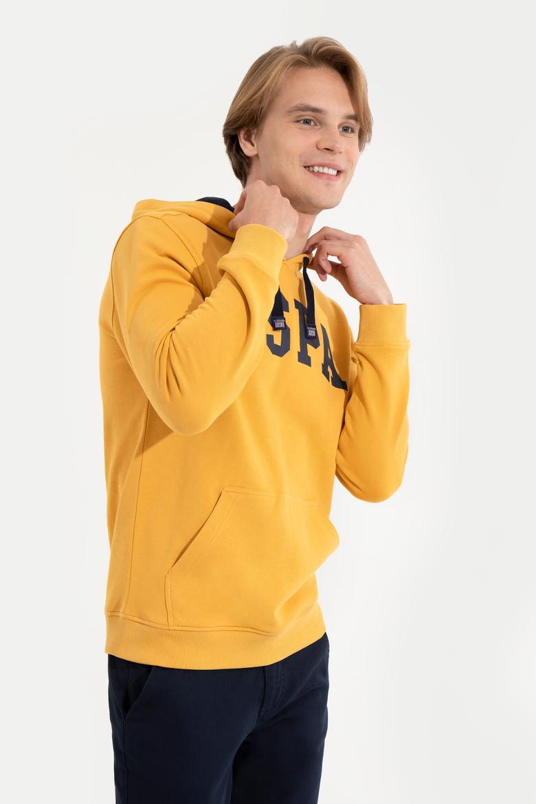 Erkek Safran Kapüşonlu Basic Sweatshirt - 50257173081
