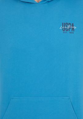 Erkek Kobalt Kapüşonlu Basic Sweatshirt - 50257225077