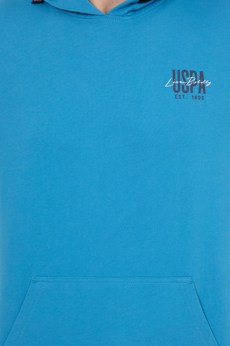 Erkek Kobalt Kapüşonlu Basic Sweatshirt - 50257225077