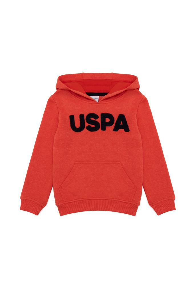 Çocuk Kırmızı Basic Kapüşonlu Sweatshirt