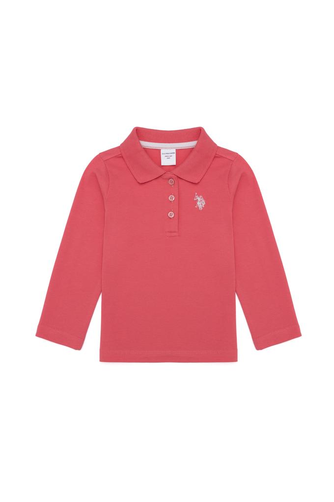 Kız Bebek Nar Çiçeği Basic Polo Yaka Sweatshirt