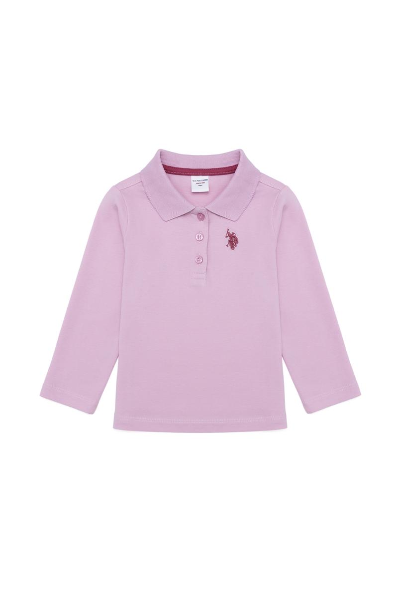 Kız Bebek Açık Manolya Basic Polo Yaka Sweatshirt
