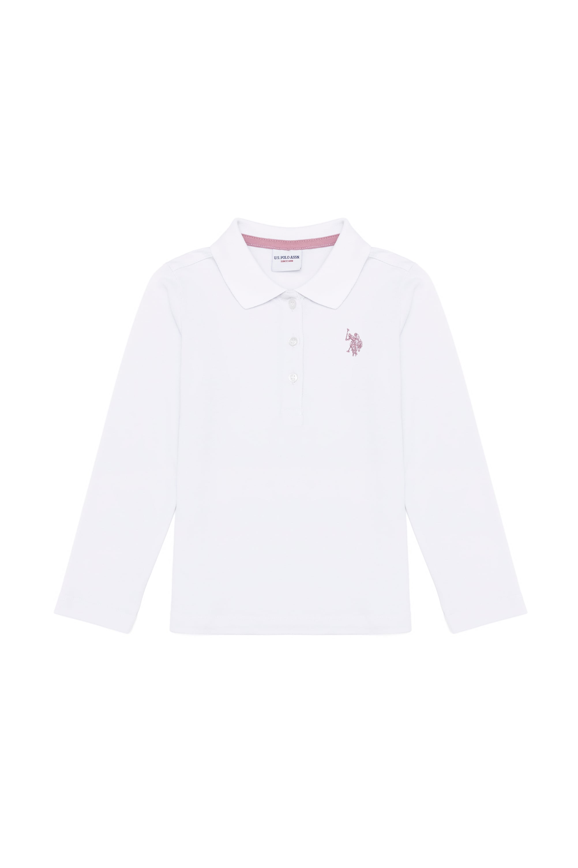Kız Çocuk Beyaz Polo Yaka Basic Sweatshirt - Image 1