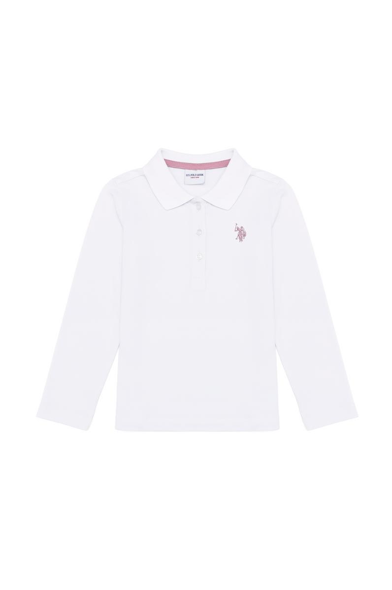 Kız Çocuk Beyaz Polo Yaka Basic Sweatshirt