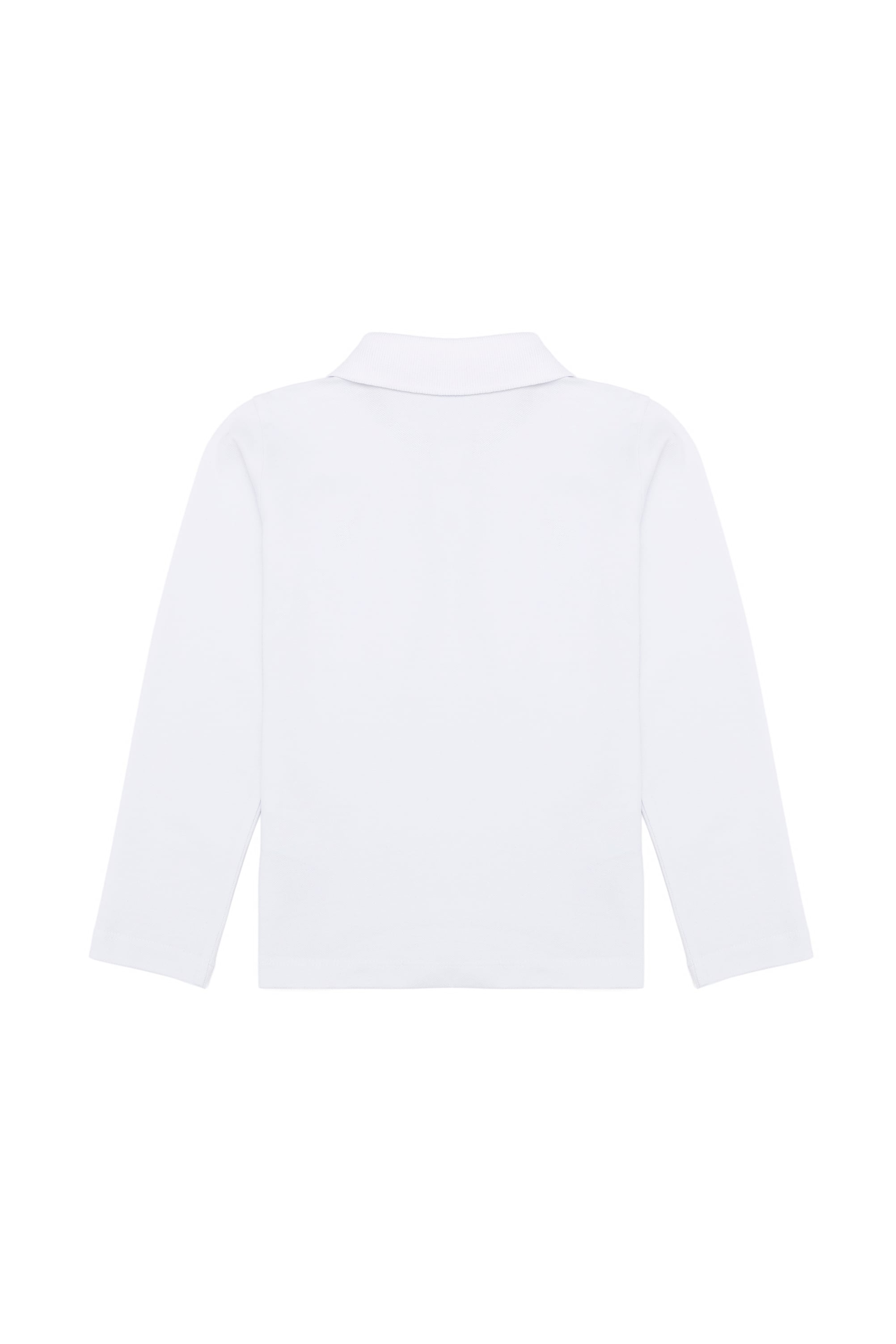 Kız Çocuk Beyaz Polo Yaka Basic Sweatshirt - Image 2