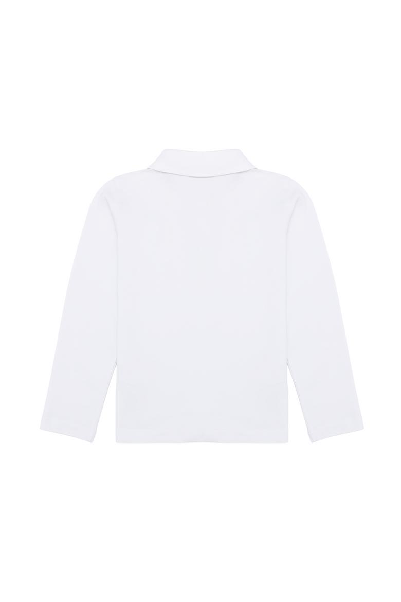 Kız Çocuk Beyaz Polo Yaka Basic Sweatshirt - 50256174187