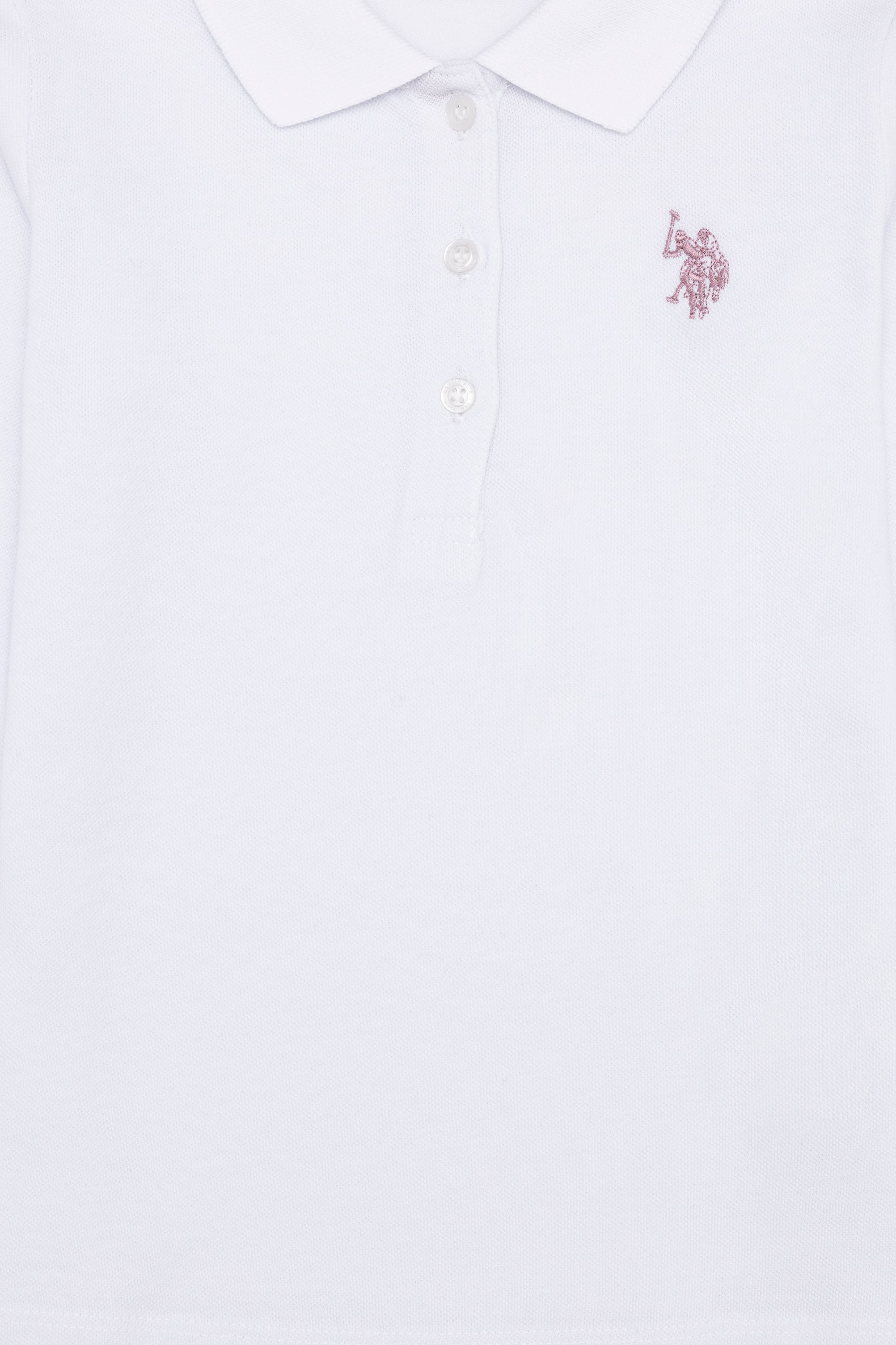 Kız Çocuk Beyaz Polo Yaka Basic Sweatshirt - Image 3