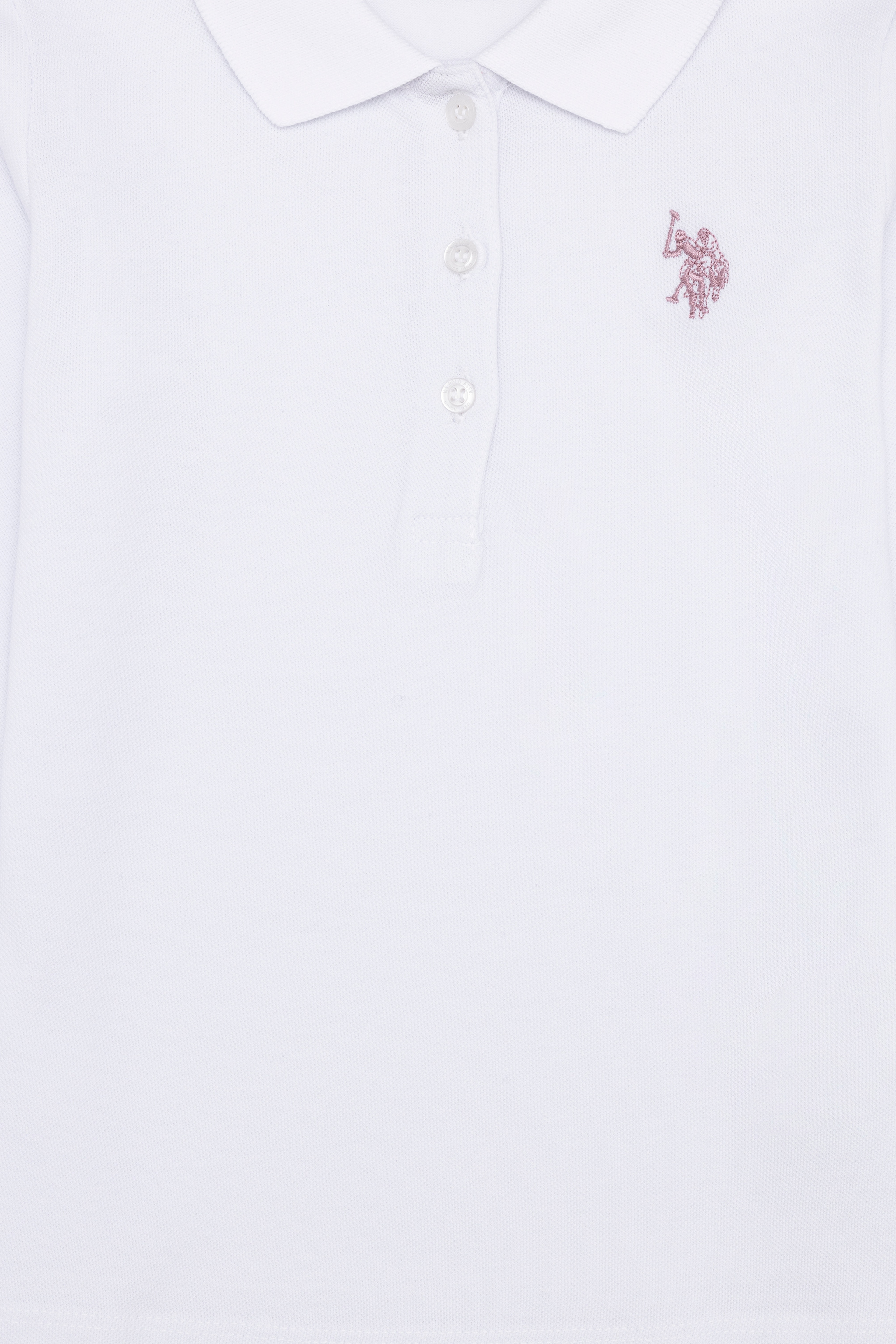 Kız Çocuk Beyaz Polo Yaka Basic Sweatshirt
