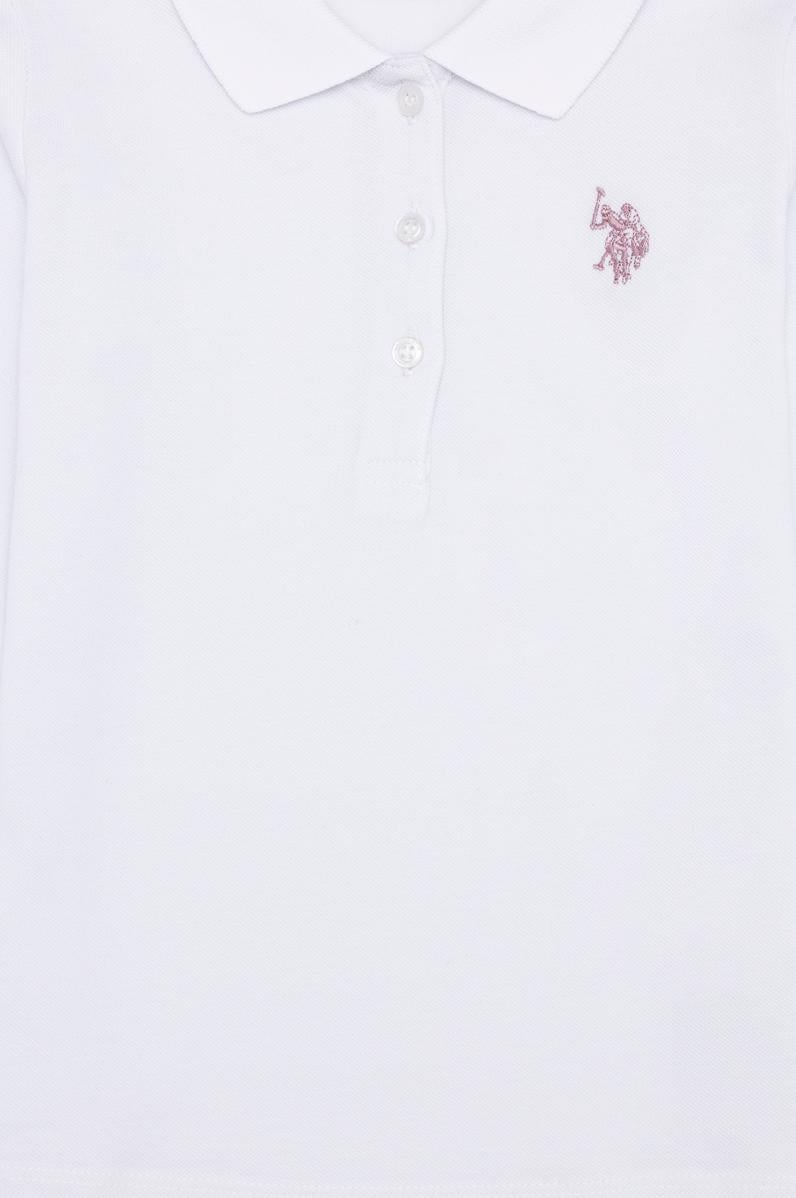 Kız Çocuk Beyaz Polo Yaka Basic Sweatshirt