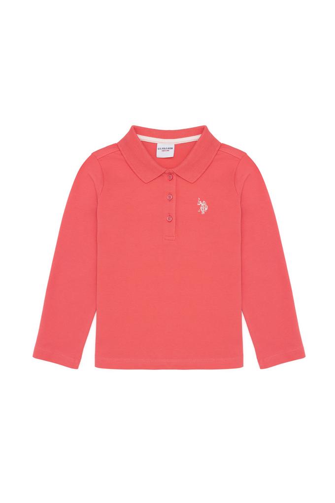 Kız Çocuk Nar Çiçeği Polo Yaka Basic Sweatshirt
