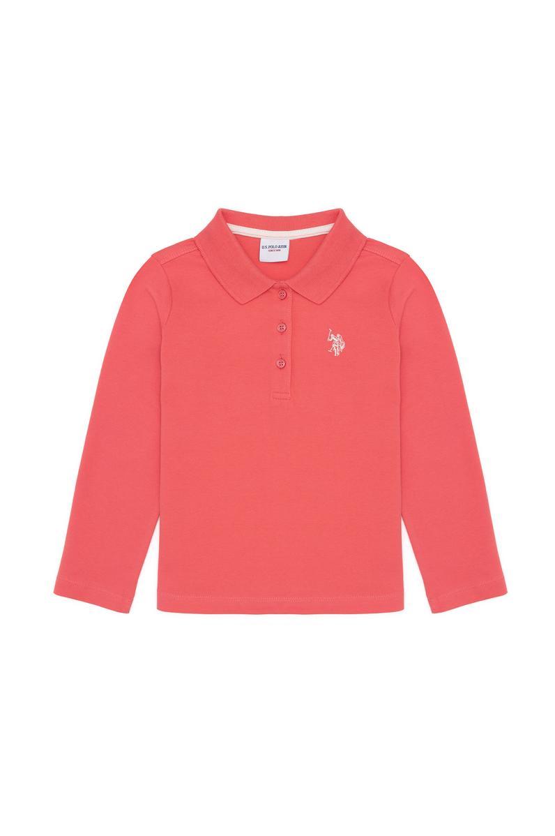 Kız Çocuk Nar Çiçeği Polo Yaka Basic Sweatshirt