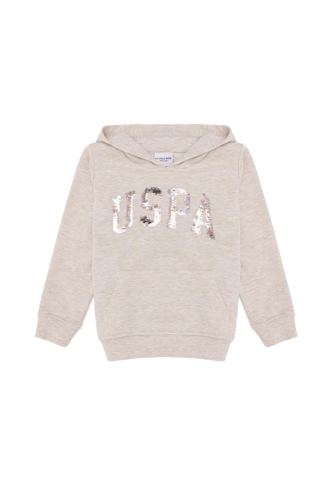 Çocuk Bej Melanj Kapüşonlu Sweatshirt