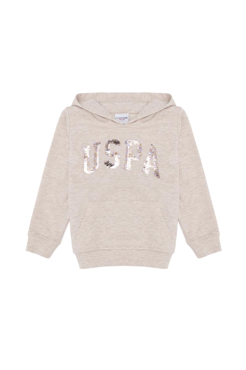 Çocuk Bej Melanj Kapüşonlu Sweatshirt