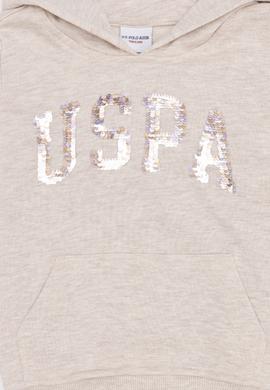 Çocuk Bej Melanj Kapüşonlu Sweatshirt - 50253779068