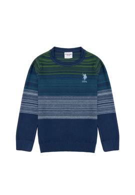 Erkek Çocuk Mavi Bisiklet Yaka Triko Kazak - 50253371004